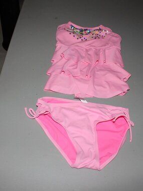 Pink 2 Pcs Justice Tankini Swimsuit Size 14